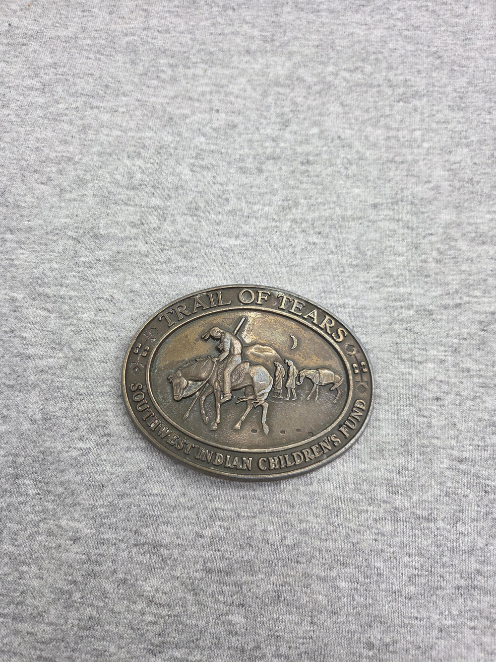 Vintage Trail of Tears Solid Brass Native American Southwestern Belt Buckle